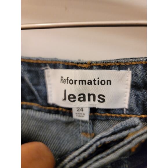 Reformation Cynthia Geo Print High Waist Straight Leg Jeans In Disco - Picture 5 of 9